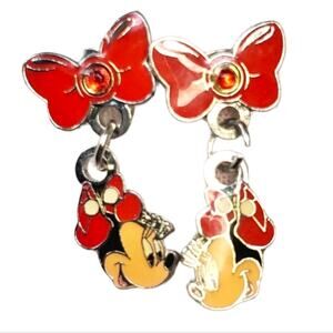Vintage Disney Minnie Mouse Enamel Bow Dangle earrings